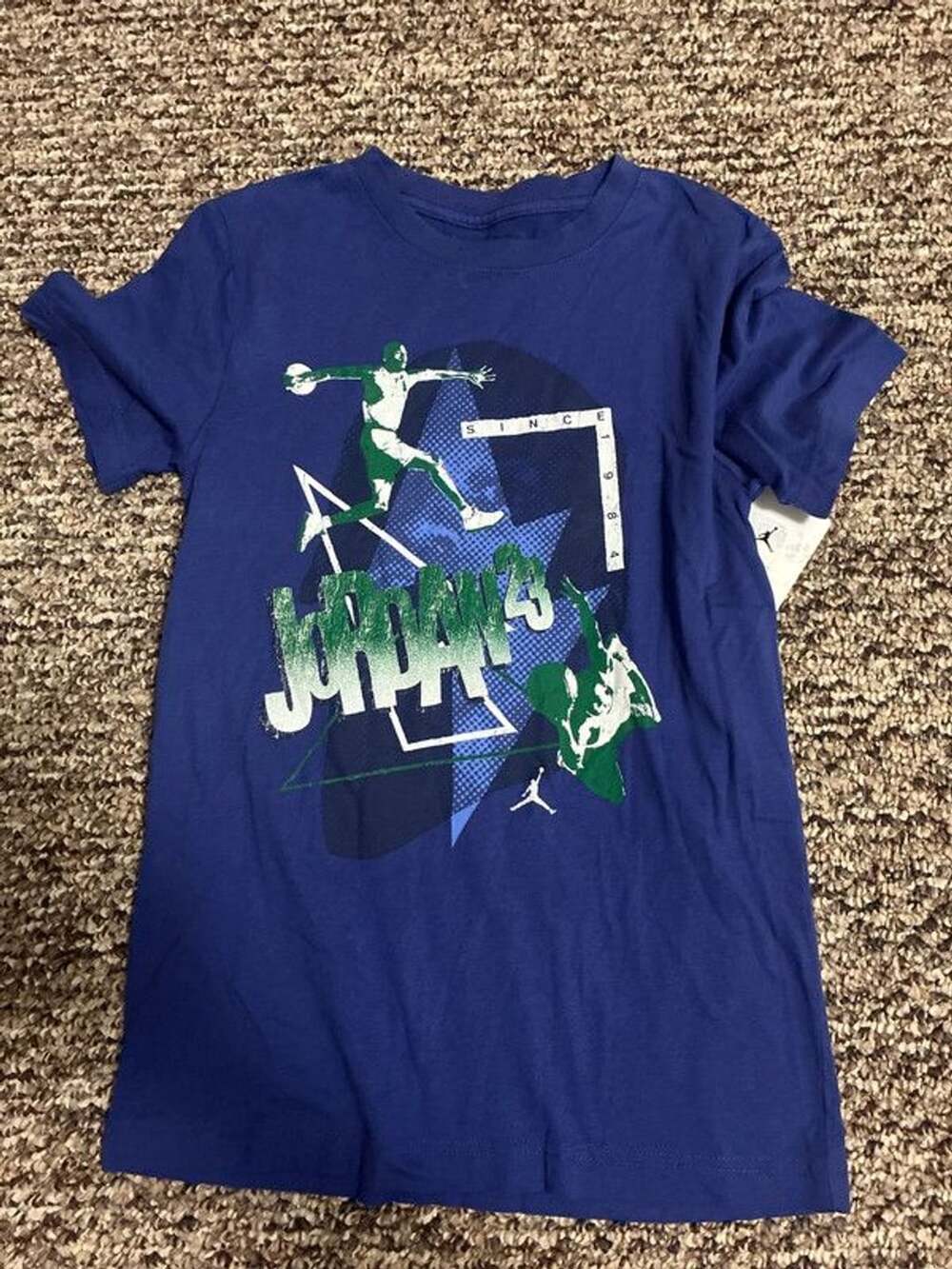 Big kids boys medium 10 12 jumpman Jordan blue Tshirt nwt